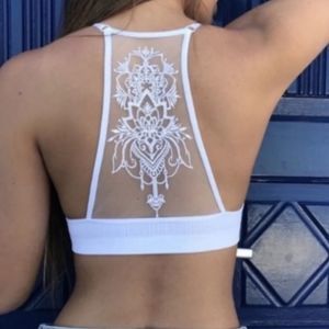 NEW TATTOO MESH RACERBACK BRALETTE SIZE XS